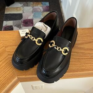 NWT ZARA Lug Loafer Black Size 8/39